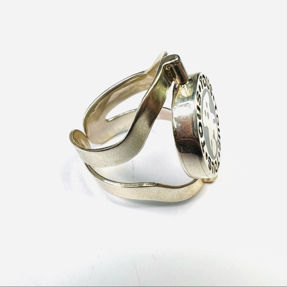 Black Mother of Pearl Teddy Bear Sterling Silver Ring Size 8 Adjustable - Picture 3 of 13